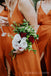 Burnt Orange Spaghetti Straps Side Slit Cheap Long Bridesmaid Dresses , BGB0011