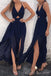 Sexy Navy Blue Chiffon A-line Cheap Long Bridesmaid Dresses , simple prom dresses, BGB0020