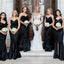 Sweetheart Black Satin Mermaid Strapless Long Custom Bridesmaid Dresses , BGB0029