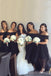 Off Shoulder A-line Black Long Custom Bridesmaid Dresses , BGB0030