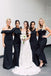 Mismatched Black Mermaid Cheap Long Custom Bridesmaid Dresses , BGB0035