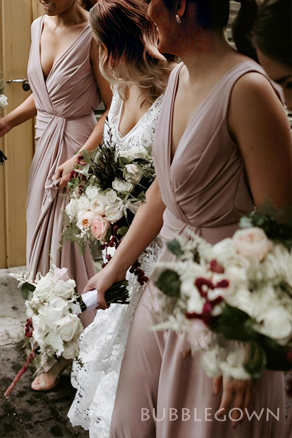 Popular Rose Gold Cheap Long Custom Bridesmaid Dresses , BGB0049