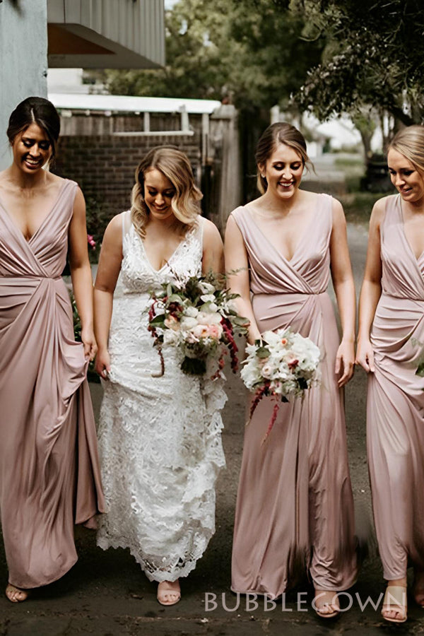 Popular Rose Gold Cheap Long Custom Bridesmaid Dresses , BGB0049