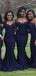 Simple Navy Blue Mermaid Spaghetti Straps Cheap Long Custom Bridesmaid Dresses , BGB0056