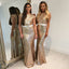 Mermaid Gold Sequins Cheap Long Custom Bridesmaid Dresses , BGB0062