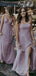 Mismatched Purple Chiffon A-line Custom Long Custom Bridesmaid Dresses , BGB0066