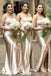 Popular Champagne Satin One Shoulder Mermaid Cheap Long Custom Bridesmaid Dresses , BGB0067