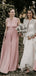 A-line Pink V-neck Cheap Long Custom Bridesmaid Dresses , BGB0071