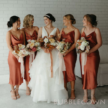 Popular Satin Mermaid Long Custom Spaghetti Straps Bridesmaid Dresses, BGB0088