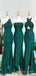 Mismatched Dark Green Satin Mermaid Long Custom Side Slit Bridesmaid Dresses, BGB0089