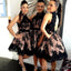 Mismatched Black Tulle Appliques Cheap Long Custom Halter Bridesmaid Dresses, BGB0097