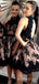 Mismatched Black Tulle Appliques Cheap Long Custom Halter Bridesmaid Dresses, BGB0097