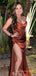Popular Spaghetti Straps Mermaid Satin Long Custom High Slit Bridesmaid Dresses, BGB0116