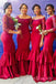 Mermaid Red Long Sleeves Long Custom Appliques Bridesmaid Dresses, BGB0118