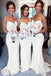 Sweetheart White Appliques Spagheti Straps Mermaid Long Custom Bridesmaid Dresses, BGB0141