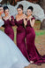 Mismatched Burgundy Appliques Mermaid Long Custom Bridesmaid Dresses, BGB0143