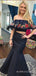 Two Pieces Navy Blue Mermaid Long Custom Bridesmaid Dresses, BGB0148