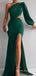 Mermaid Long Sleeves Black Long Evening Prom Dresses, Custom One Shoulder Prom Dresses, BGS0255