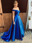 Formal Royal Blue Satin Appliques Long Evening Prom Dresses, Custom A-line Prom Dresses, BGS0278