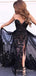 Black Tulle Appliques Mermaid Strapless Long Evening Prom Dresses, Sweetheart Prom Dresses, BGS0287