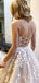 Spaghetti Straps Champagne Tulle Appliques Long Evening Prom Dresses, A-line Prom Dress, BGS0291