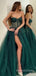 Dark Green A-line Tulle Long Evening Prom Dresses, Sweetheart Prom Dress, BGS0300
