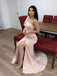 One Shoulder Satin MermaidLong Evening Prom Dresses, Formal Side Slit Prom Dress, BGS0312