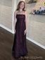 Spaghetti Straps Black Appliques Long Evening Prom Dresses, Floor-length Prom Dress, BGS0335