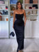 Black Satin Mermaid Long Evening Prom Dresses, BGS0342