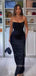 Black Satin Mermaid Long Evening Prom Dresses, BGS0342