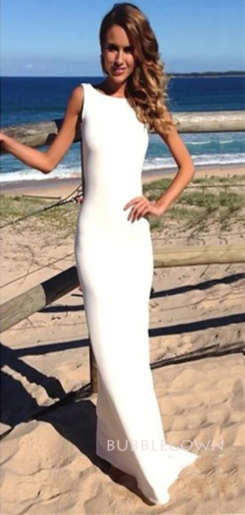 Simple Mermaid Ivory Long Evening Prom Dresses, Custom Wedding Dress, BGS0357