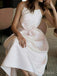 A-line Ivory Satin Long Evening Prom Dresses, Custom Spaghetti Straps Wedding Dress, BGS0367