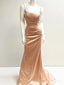 Soft Satin Spaghetti Straps Long Evening Prom Dresses, Mermaid Cheap Prom Dress, BGS0370