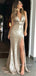 Sparkly Gold Sequins Mermaid Long Evening Prom Dresses, V-neck Prom Dress, BGS0374