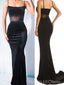 Black Velvet Beaded Mermaid Long Evening Prom Dresses, BGS0396