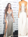 Deep V-neck Satin High Slit Long Evening Prom Dresses, BGS0402