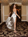 Deep V-neck Satin High Slit Long Evening Prom Dresses, BGS0402