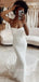 White Sequins Mermaid Spaghetti Straps Long Evening Prom Dresses, Sparkly Wedding Dress, BGS0403