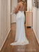 White Sequins Mermaid Spaghetti Straps Long Evening Prom Dresses, Sparkly Wedding Dress, BGS0403