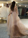 Off Shoulder Organza Beaded A-line Long Evening Prom Dresses, BGS0412