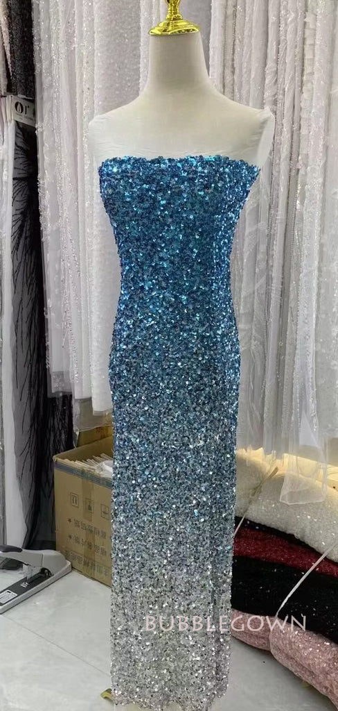 Formal Sparkly Sequins Long Prom Dresses, Strapless Prom Dress, BGS0416