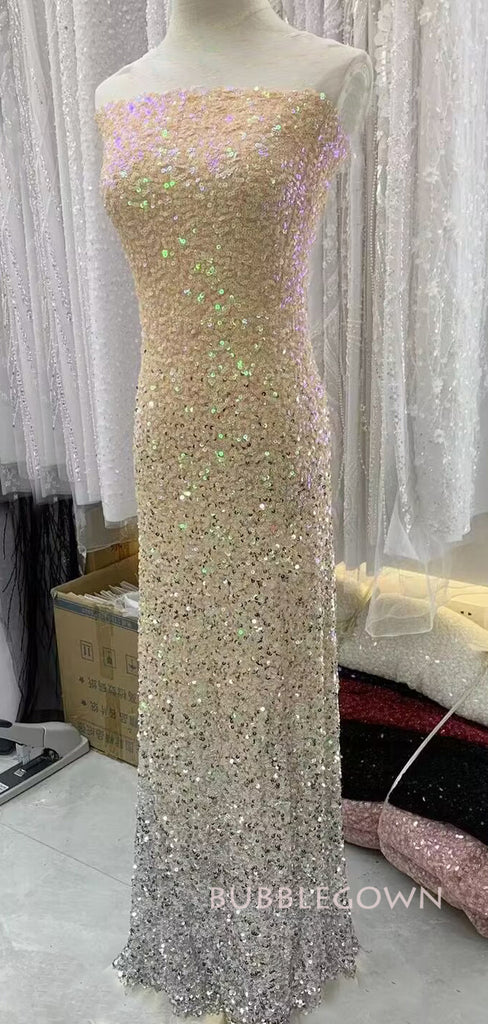 Formal Sparkly Sequins Long Prom Dresses, Strapless Prom Dress, BGS0416