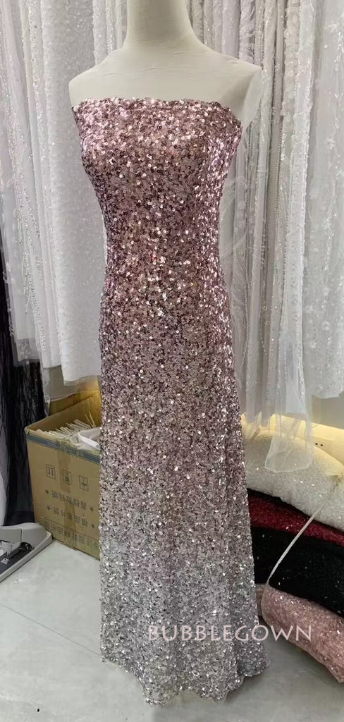 Formal Sparkly Sequins Long Prom Dresses, Strapless Prom Dress, BGS0416