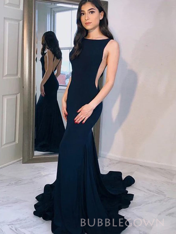 Formal Navy Blue Mermaid Long Prom Dresses, Custom Cheap Prom Dress, BGS0427