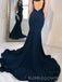 Formal Navy Blue Mermaid Long Prom Dresses, Custom Cheap Prom Dress, BGS0427