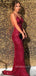 Sparkly Red Sequins Mermaid V-neck Long Prom Dresses, Custom Spaghetti Straps Prom Dress, BGS0428