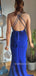 Spaghetti Straps Royal Blue Mermaid Long Prom Dresses, Deep V-neck Prom Dress, BGS0441