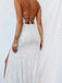 Formal Silver SequinsSide Slit V-neck Long Prom Dresses, BGS0457