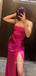 Gorgeous Side Slit Hot Pink Mermaid Long Prom Dresses, BGS0458