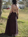 Black Lace Red A-line Spaghetti Straps Long Prom Dresses, BGS0466
